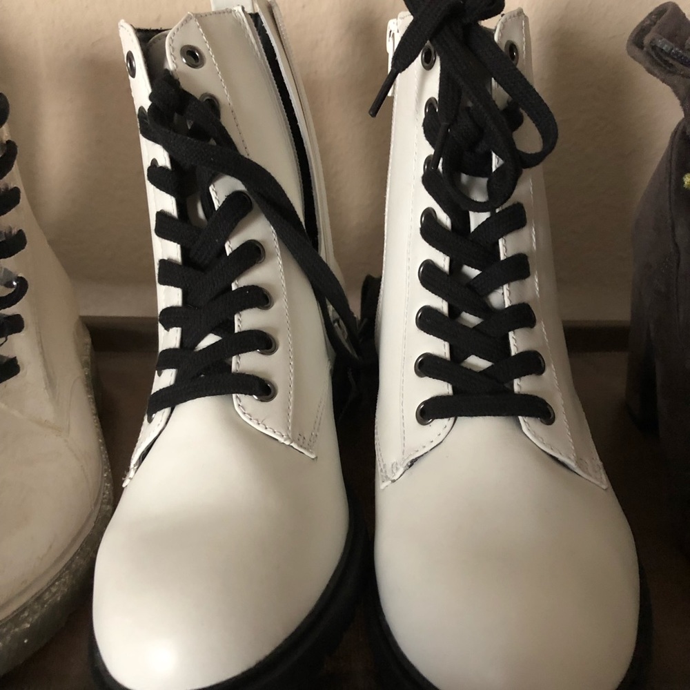White combat boots
